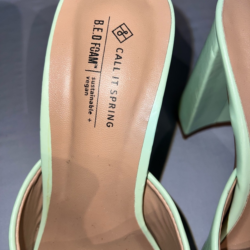 Call It Spring Mint Green Chain Mules - Picture 3 of 5
